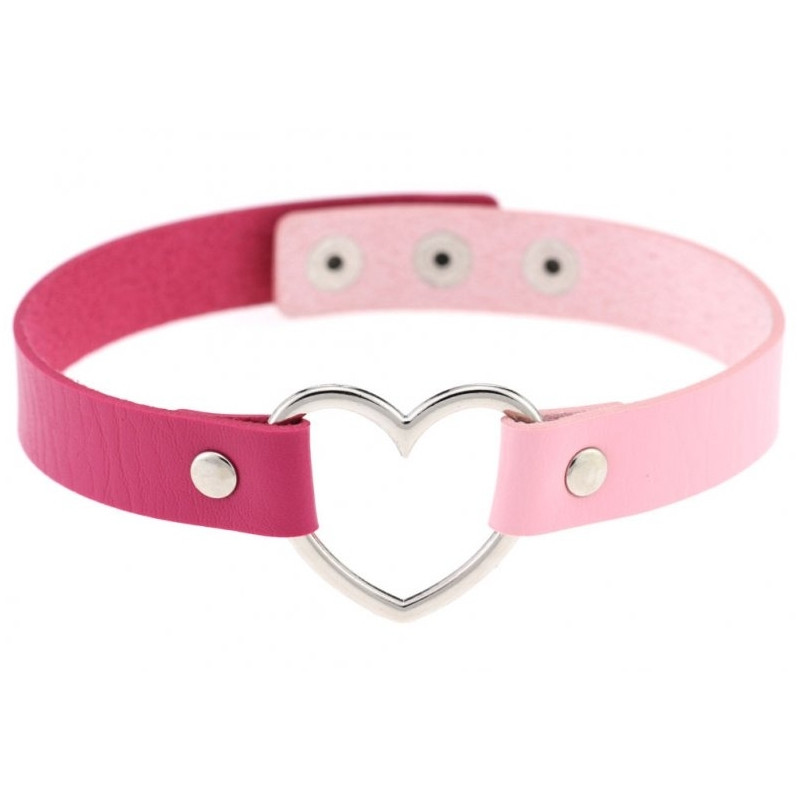 Generique Ras de cou Heart Duo Rose-Fuchsia
